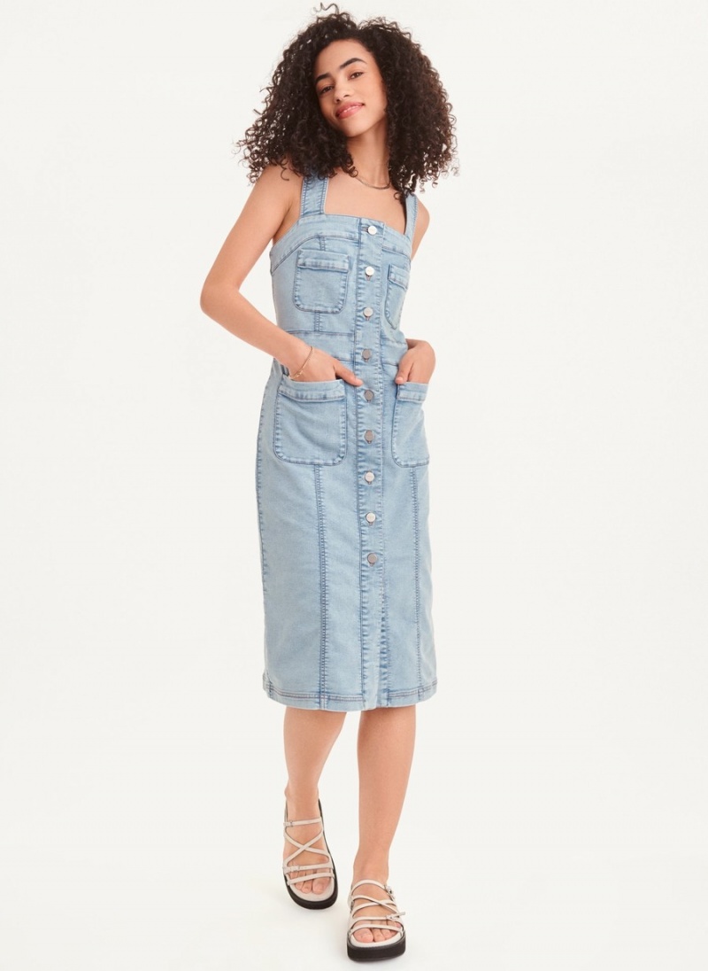 Women's Dkny Sleeveless 4 Pocket Dress Blue | G5725775