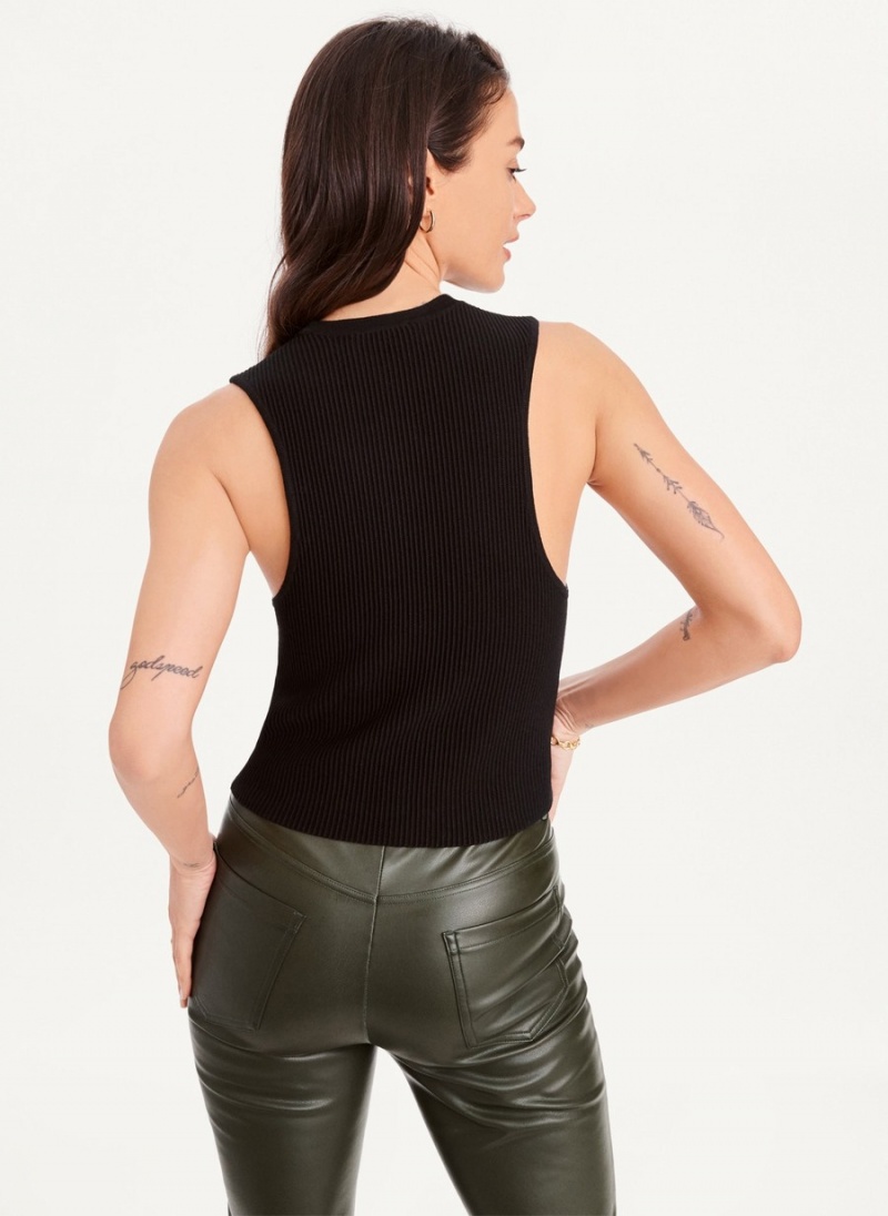 Women's Dkny Sleeveless Crop Sweater Tank Top Black | Q6576243