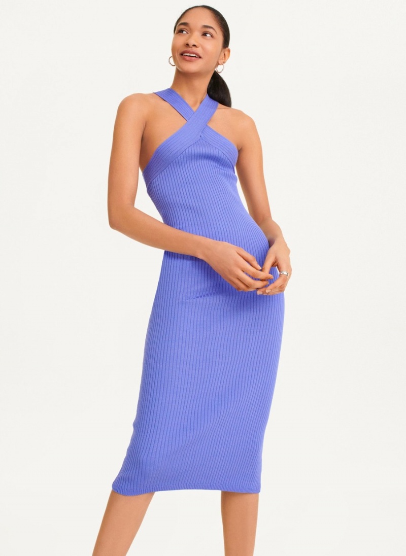 Women's Dkny Sleeveless Crossover Sweater Dress Lavender | R5217311