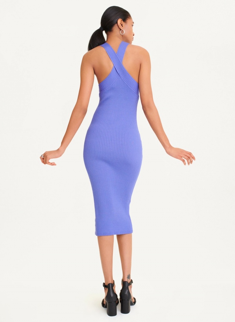 Women's Dkny Sleeveless Crossover Sweater Dress Lavender | R5217311