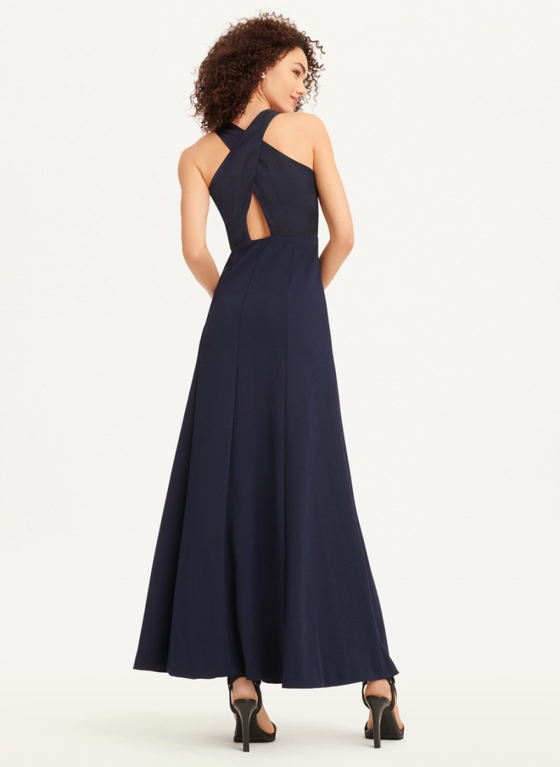 Women's Dkny Sleeveless Mermaid Cross Back Dress Navy | F6941164