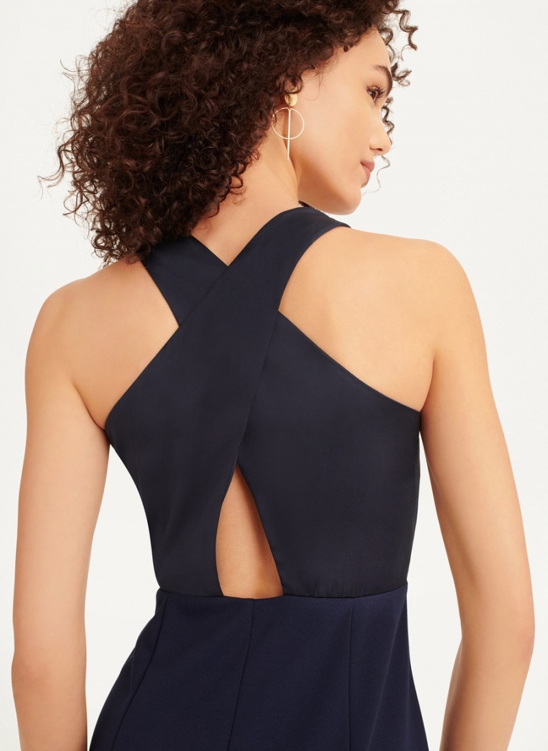 Women's Dkny Sleeveless Mermaid Cross Back Dress Navy | F6941164