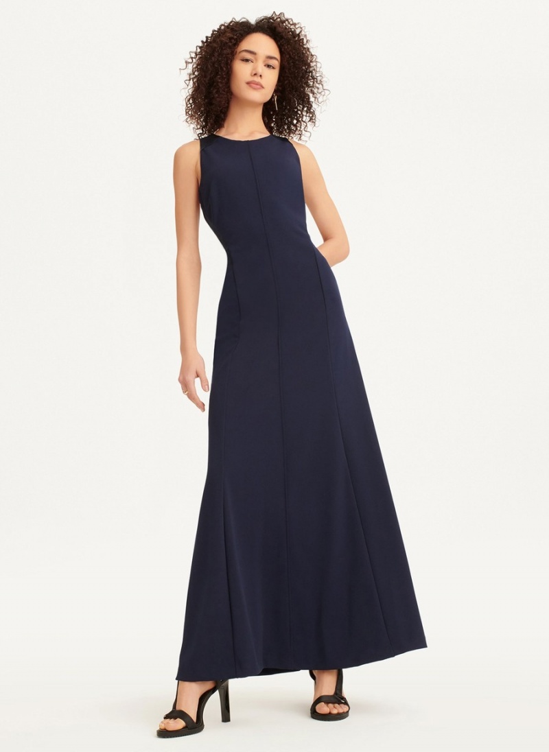 Women's Dkny Sleeveless Mermaid Cross Back Dress Navy | F6941164
