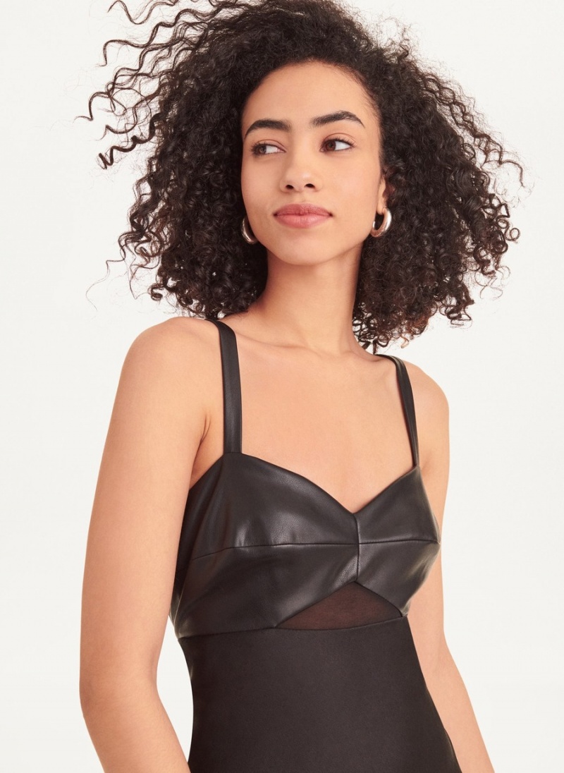 Women's Dkny Sleeveless Mix Media Dress Black | R6607928