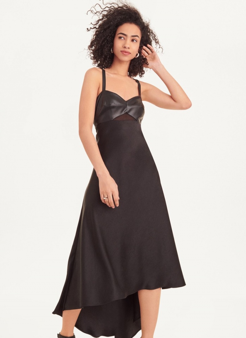 Women's Dkny Sleeveless Mix Media Dress Black | R6607928