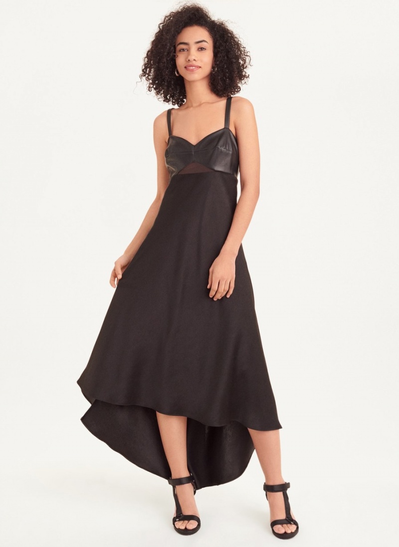 Women\'s Dkny Sleeveless Mix Media Dress Black | R6607928