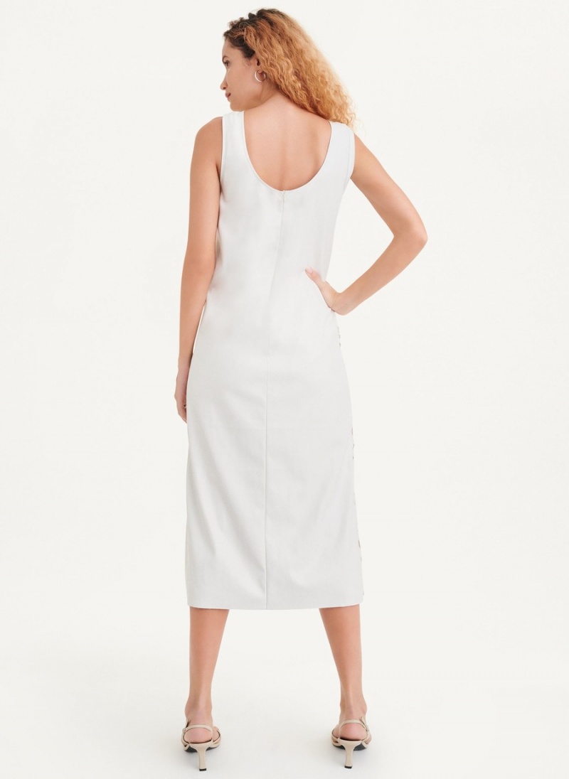 Women's Dkny Sleeveless Perforated A-Line Dress White | I1655221