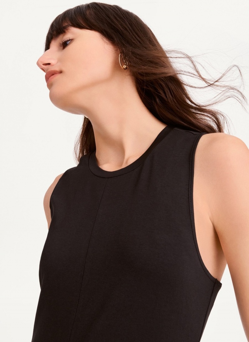 Women's Dkny Sleeveless Scoopneck Twist Racerback Dress Black | N3629287