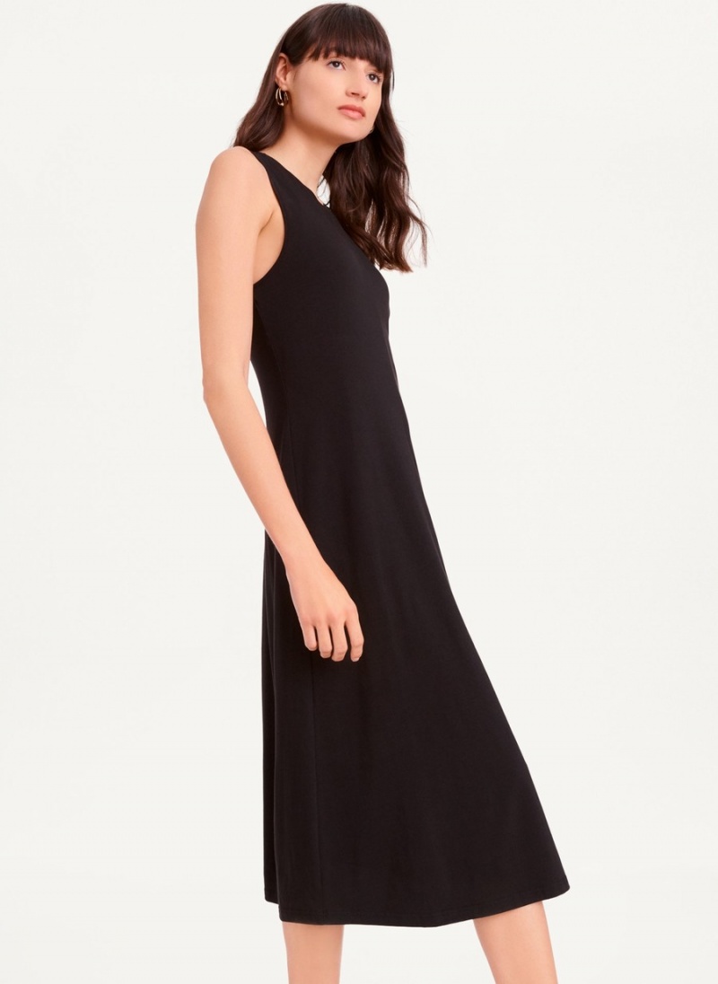 Women's Dkny Sleeveless Scoopneck Twist Racerback Dress Black | N3629287