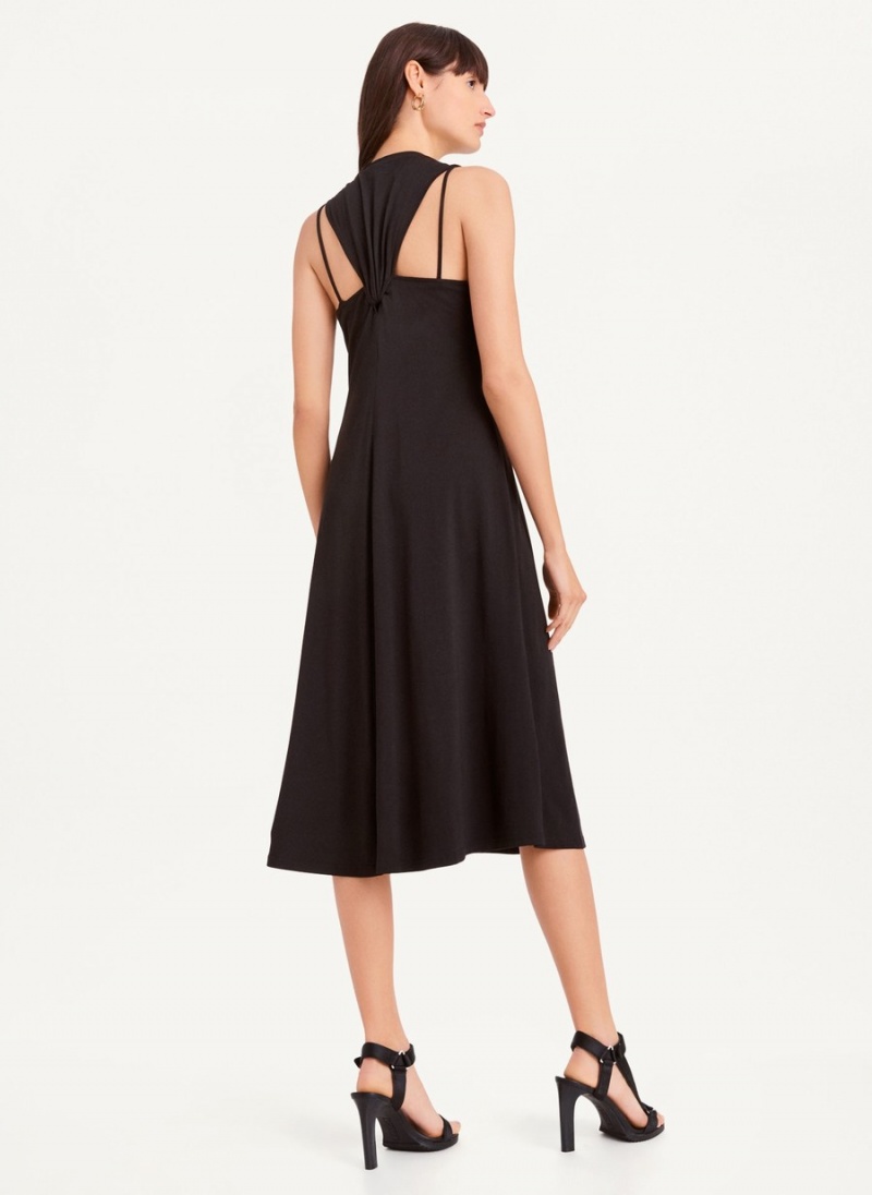 Women's Dkny Sleeveless Scoopneck Twist Racerback Dress Black | N3629287