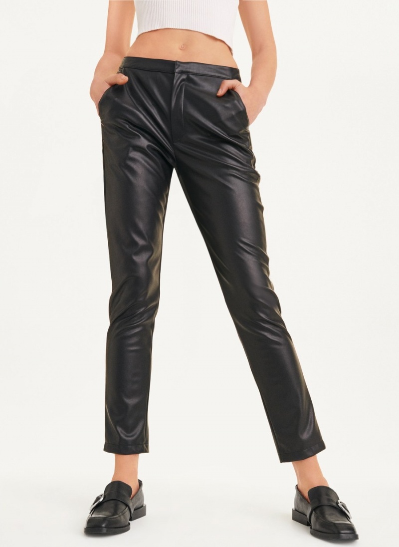Women's Dkny Slim Faux Leather Pants Black | S0593621