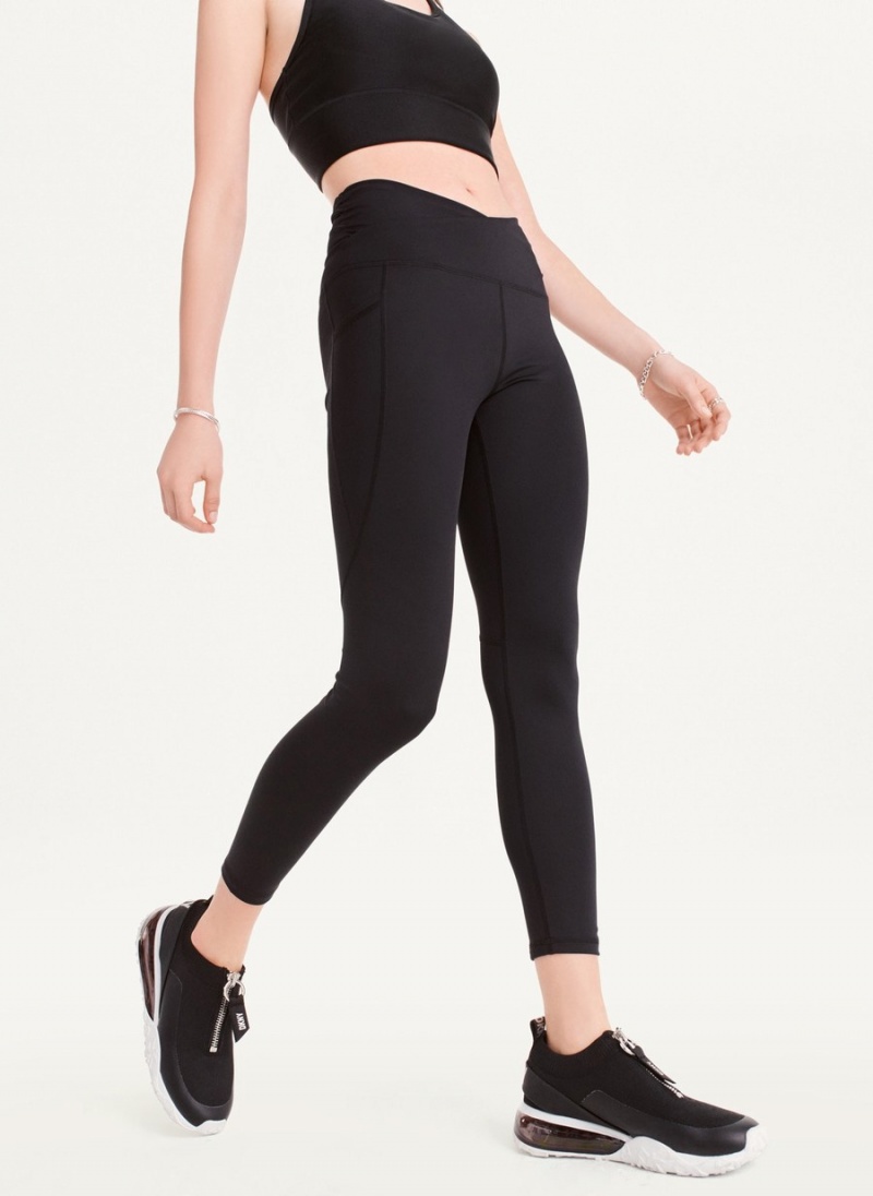 Women's Dkny Slim Shape Crossover Leggings Black | V8029872