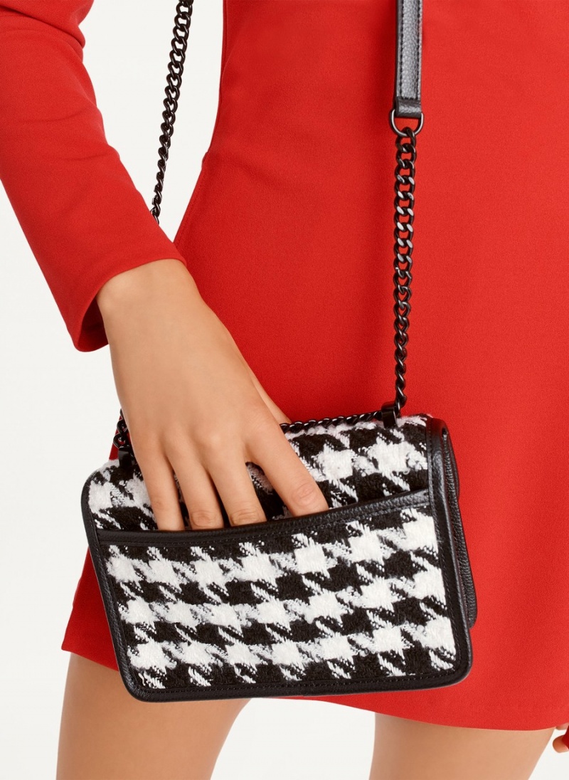Women's Dkny Small Elissa Herringbone Crossbody Bags Black | E0755199