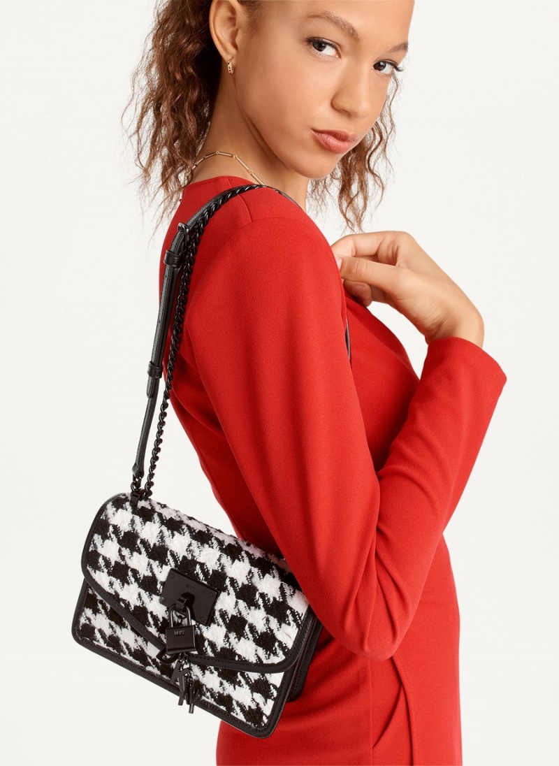 Women's Dkny Small Elissa Herringbone Crossbody Bags Black | E0755199