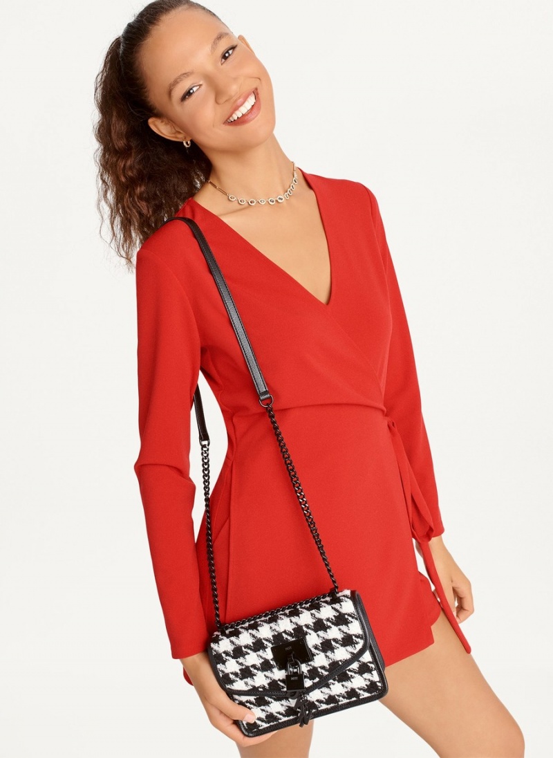 Women's Dkny Small Elissa Herringbone Crossbody Bags Black | E0755199