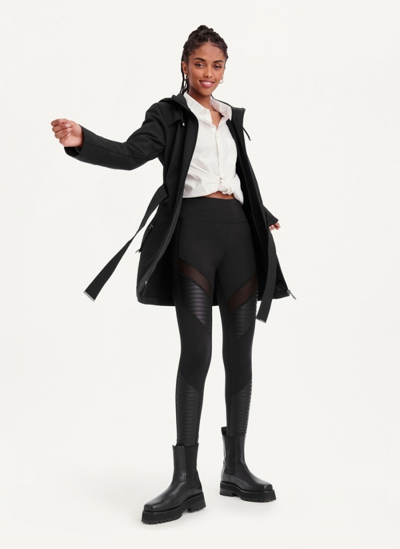 Women's Dkny Softshell Meshback With Belt Jackets Black | T0822672