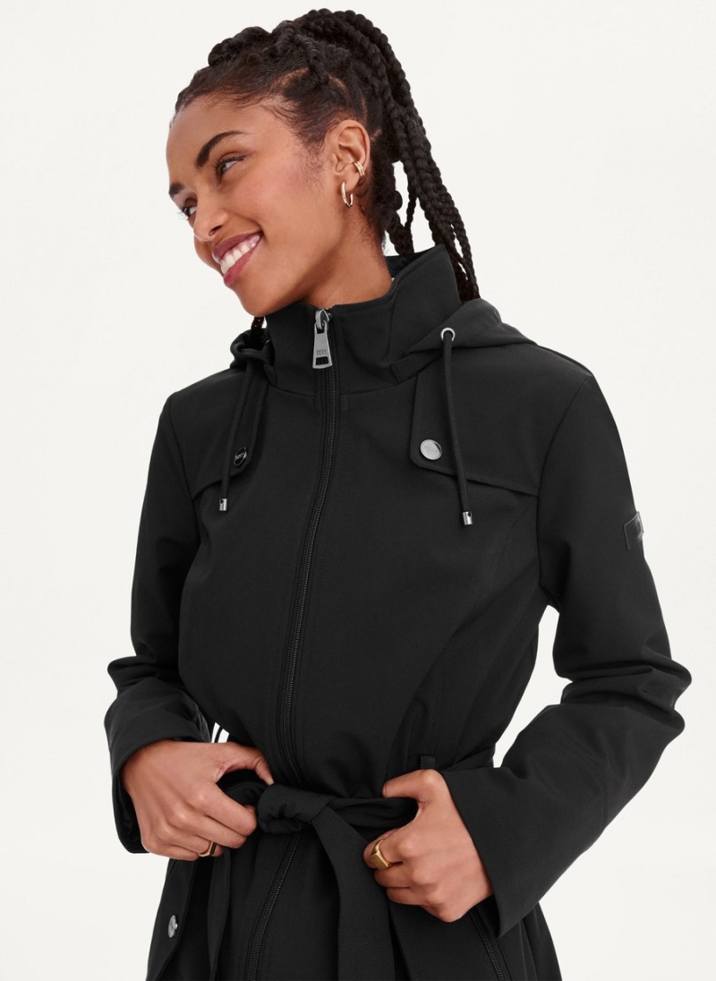 Women's Dkny Softshell Meshback With Belt Jackets Black | T0822672