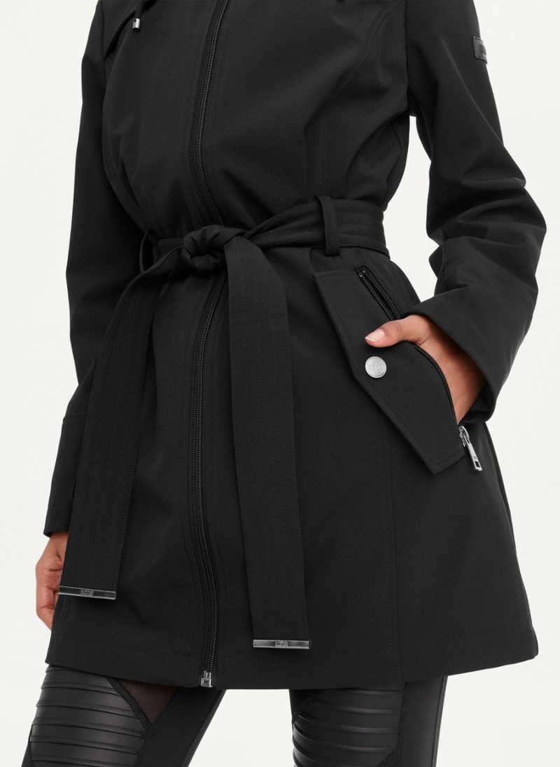 Women's Dkny Softshell Meshback With Belt Jackets Black | T0822672
