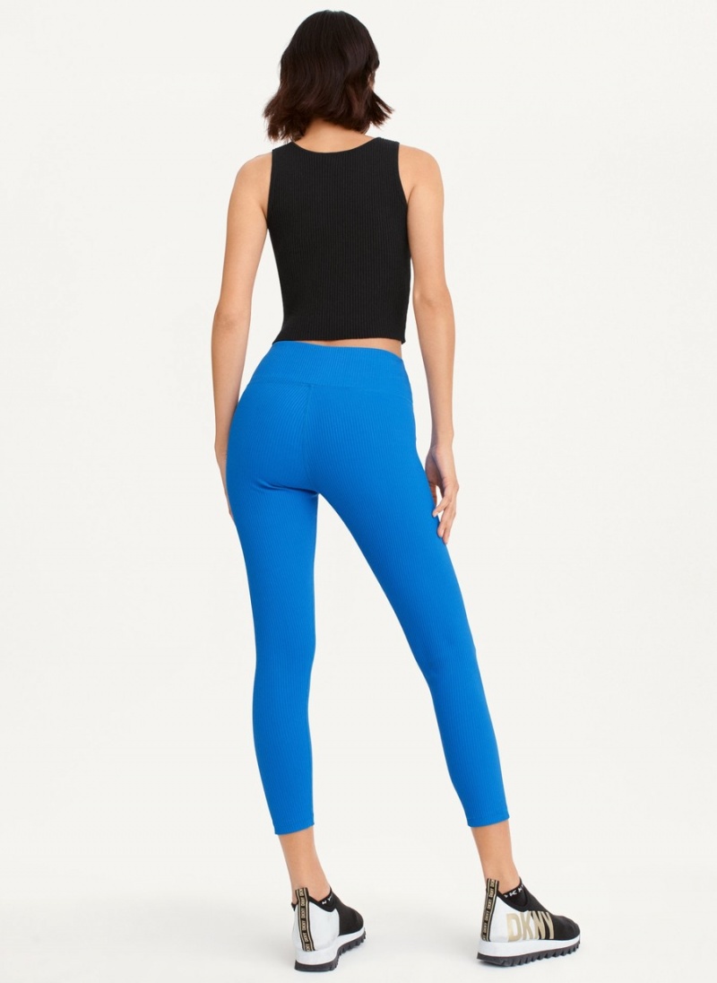 Women's Dkny Solid Rib High Waist 7/8 Tight Blue | U8230031