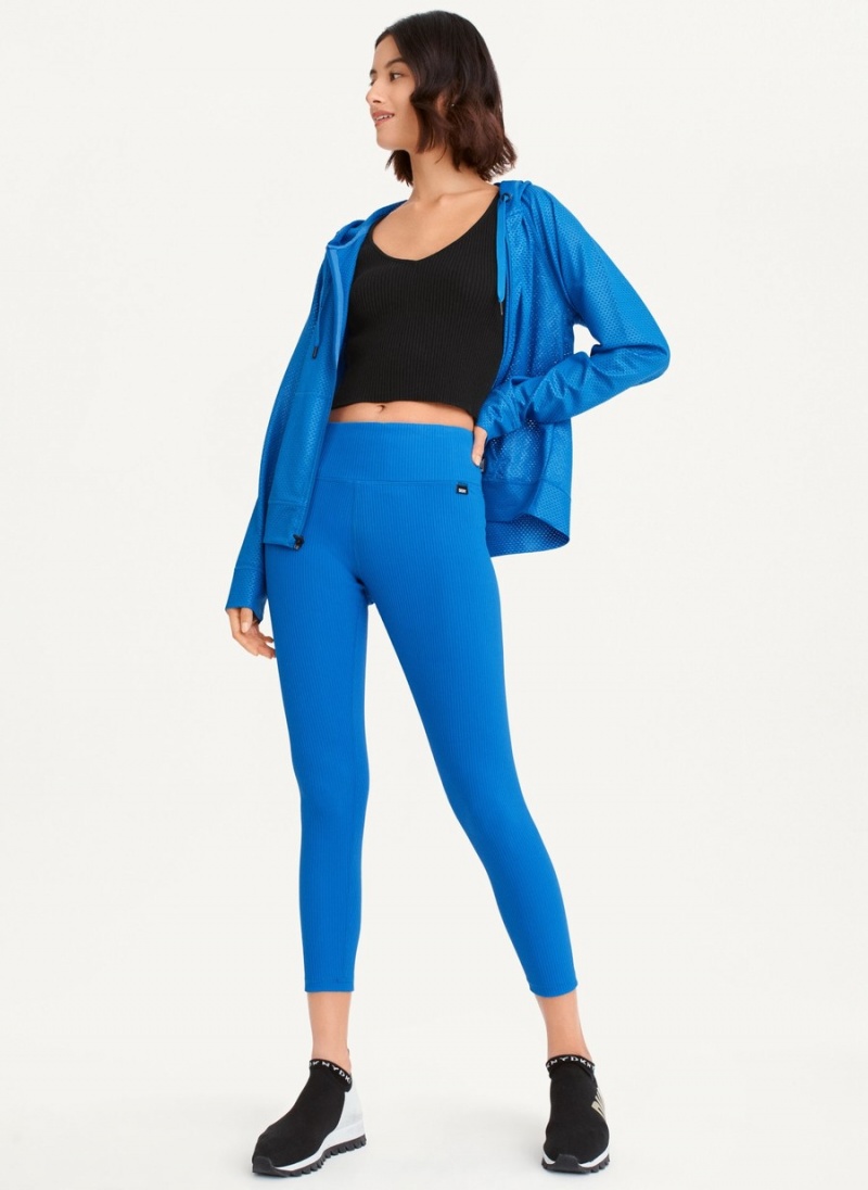 Women\'s Dkny Solid Rib High Waist 7/8 Tight Blue | U8230031