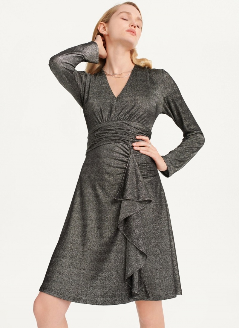 Women's Dkny Sparkle Knit Wrap Dress Grey | G2271390