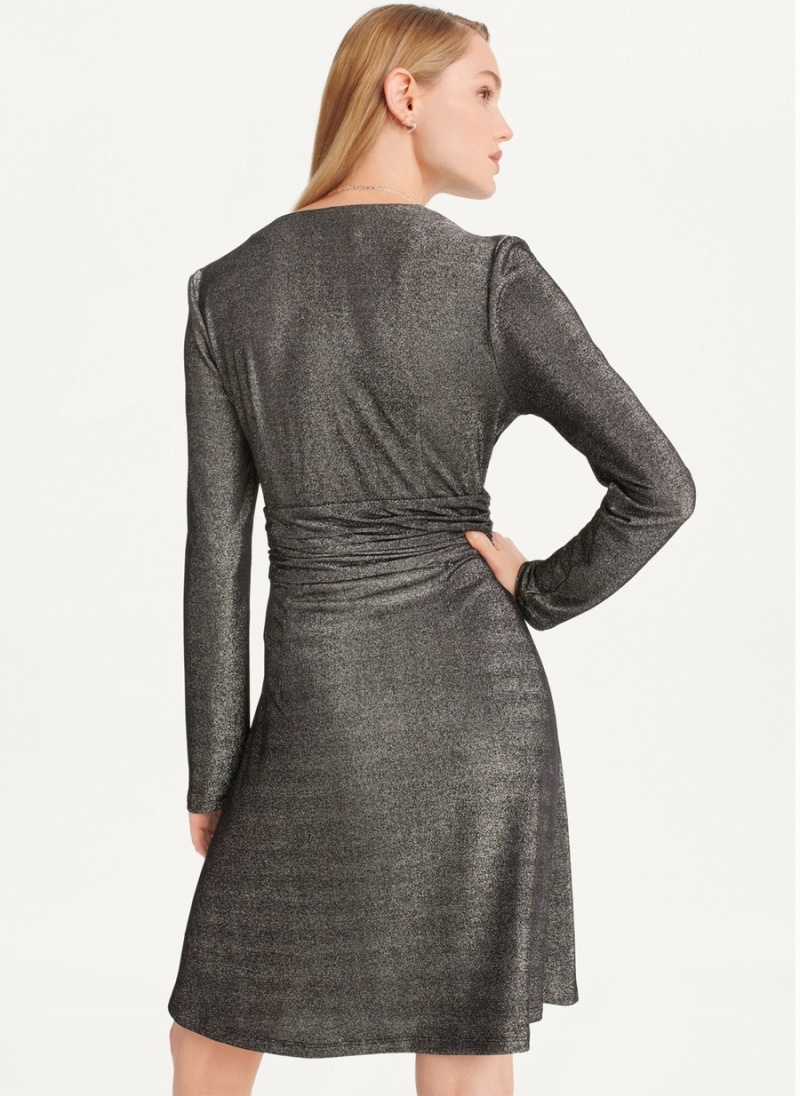 Women's Dkny Sparkle Knit Wrap Dress Grey | G2271390