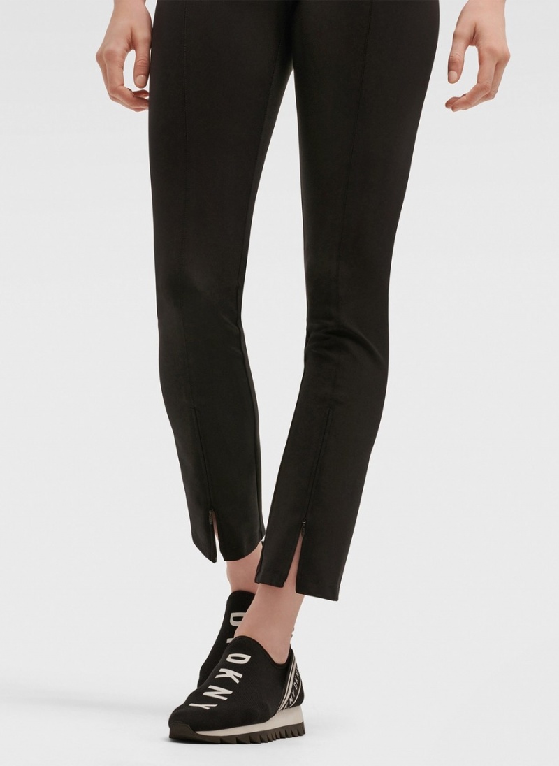 Women's Dkny Split Seam Compression With Zippers Leggings Black | J7484835