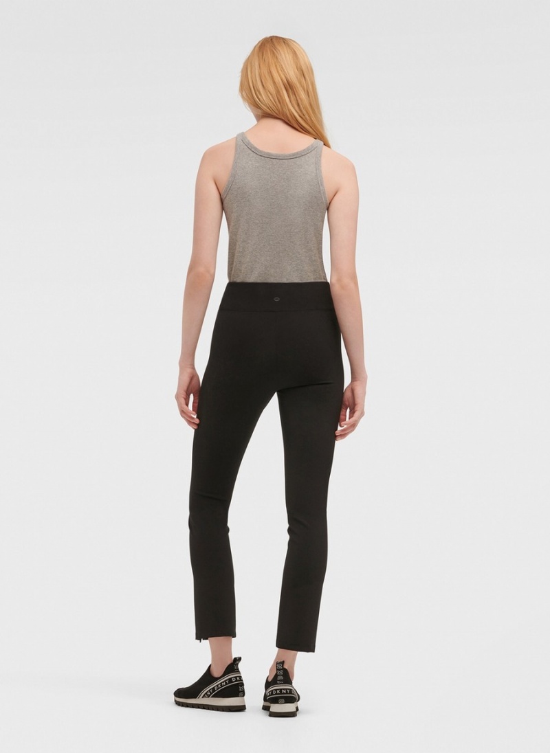 Women's Dkny Split Seam Compression With Zippers Leggings Black | J7484835