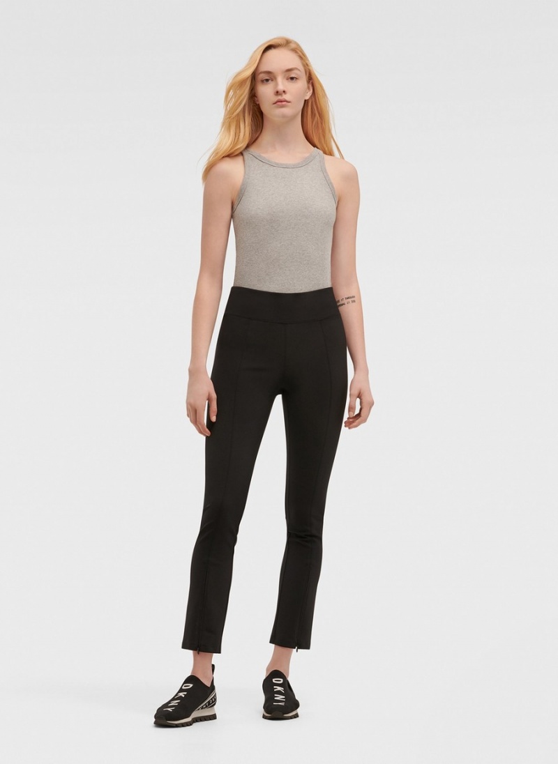 Women\'s Dkny Split Seam Compression With Zippers Leggings Black | J7484835