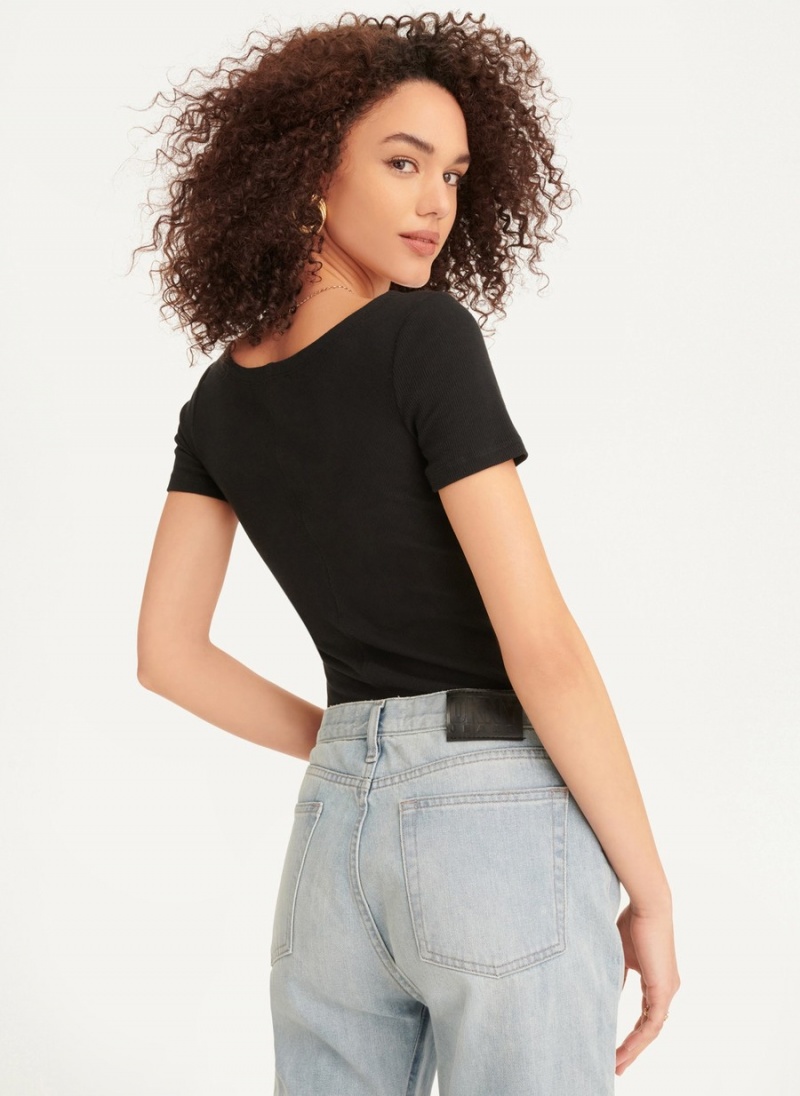 Women's Dkny Square Neck Bodysuit Black | I5343580