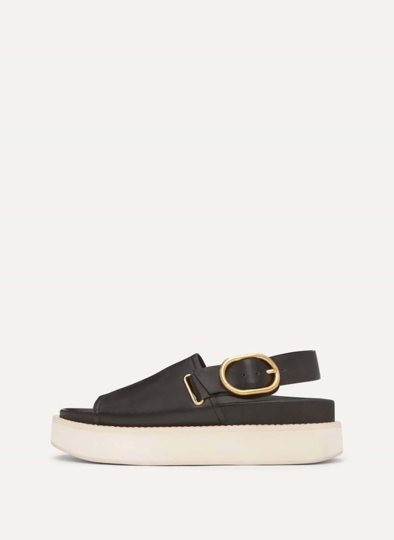 Women's Dkny Strappy Flat Form Sandals Black | P1351655