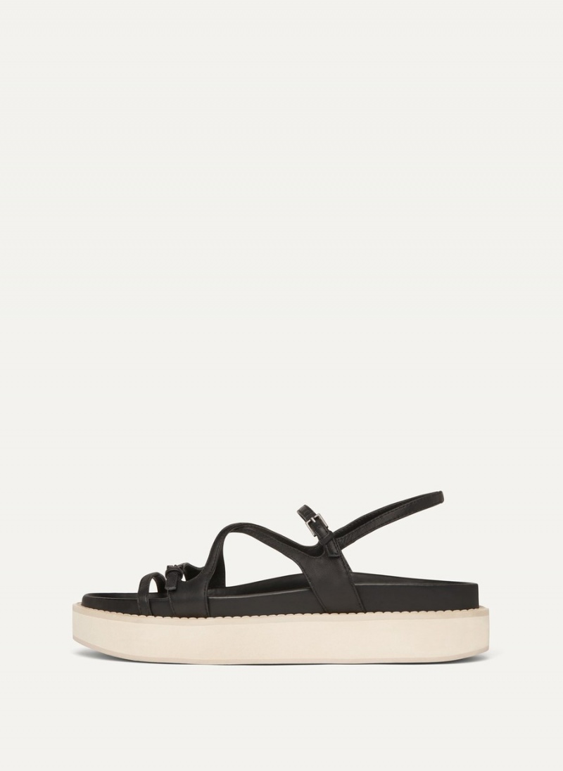 Women\'s Dkny Strappy Flat Form Sandals Black | P1351655