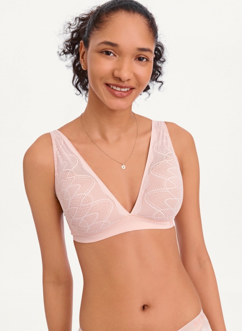 Women's Dkny Table Tops Lace Bras Pink | Z6543815