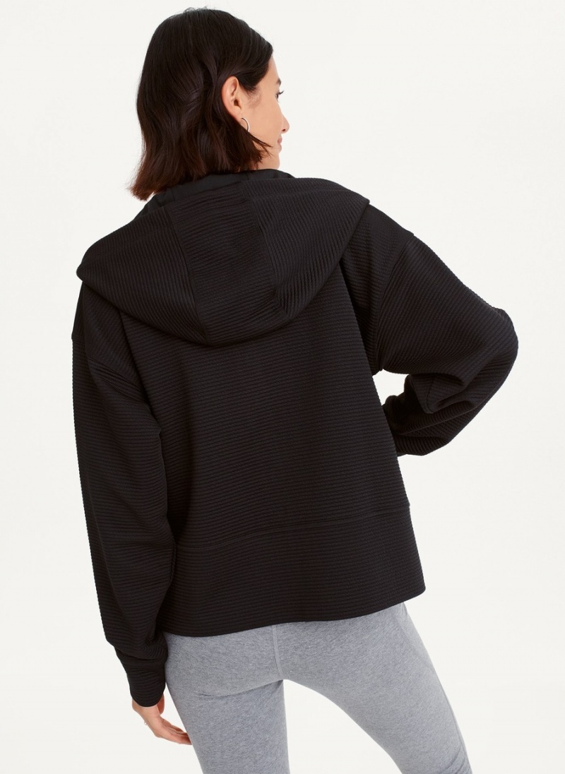 Women's Dkny Tech Ottoman Full Zip With Pockets Hoodie Black | G2674785