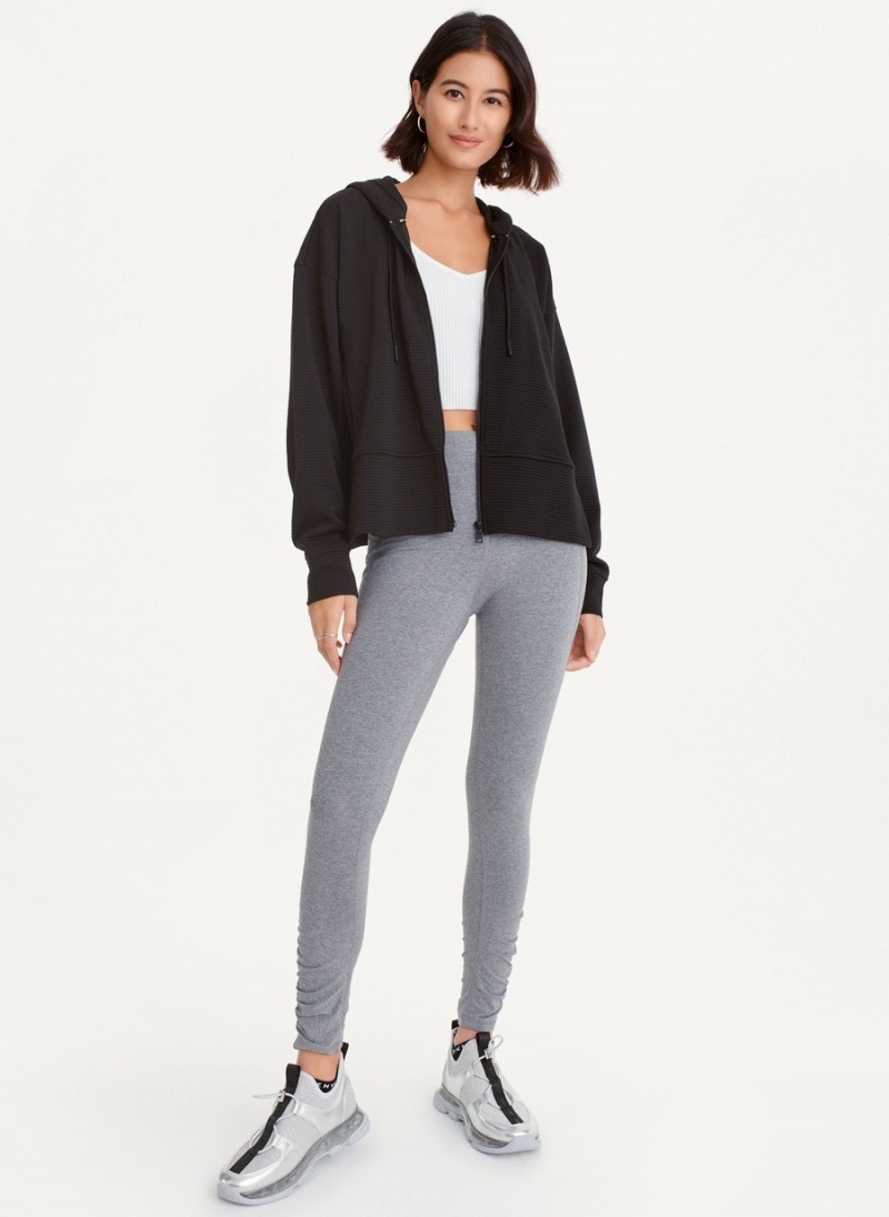 Women\'s Dkny Tech Ottoman Full Zip With Pockets Hoodie Black | G2674785