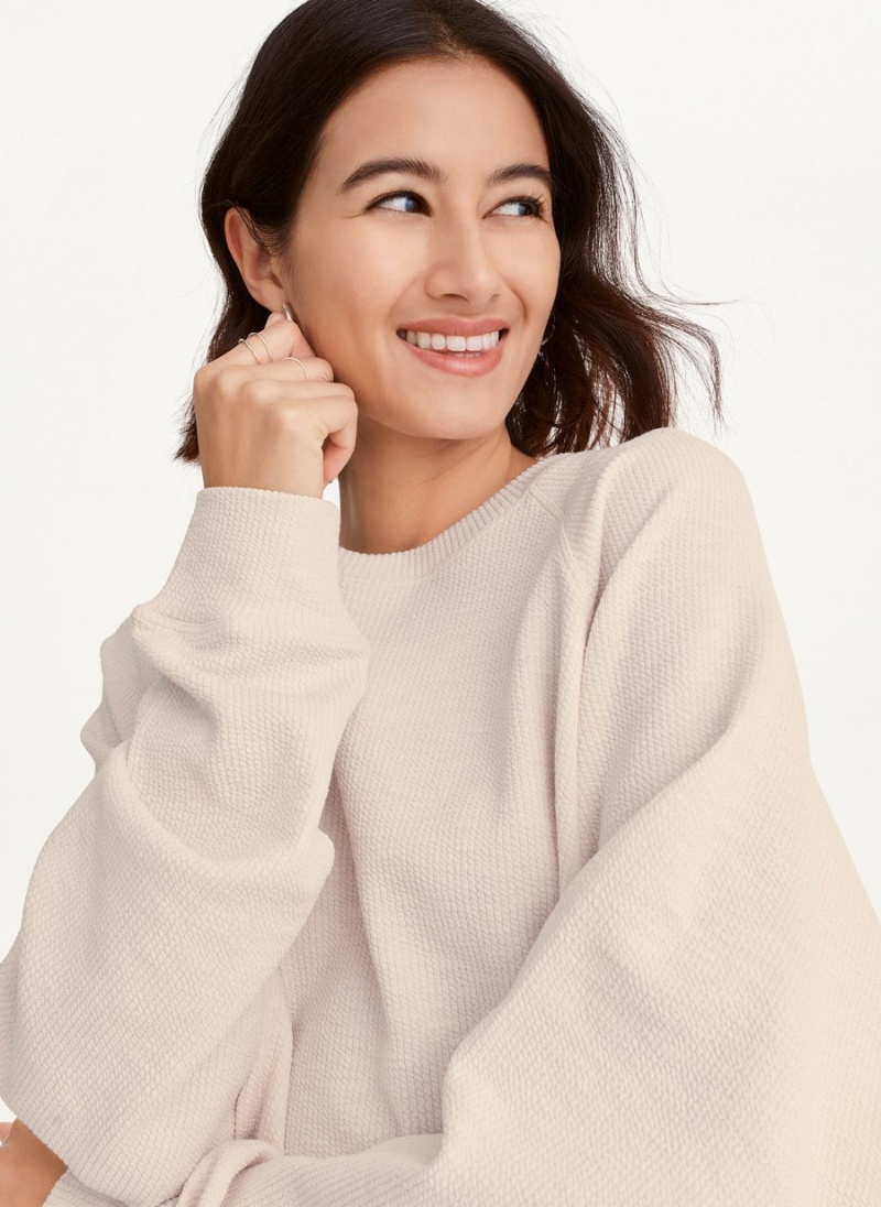 Women's Dkny Tech Slub Cropped Pullover White | K5476194