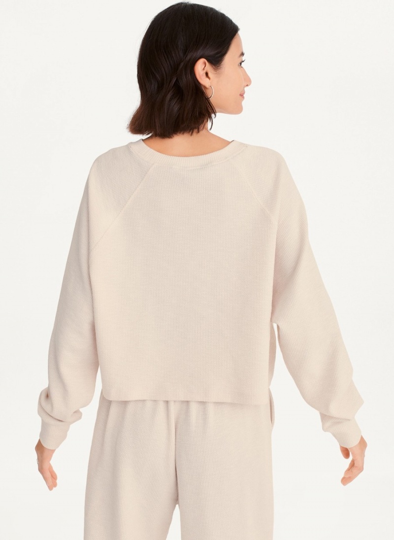 Women's Dkny Tech Slub Cropped Pullover White | K5476194