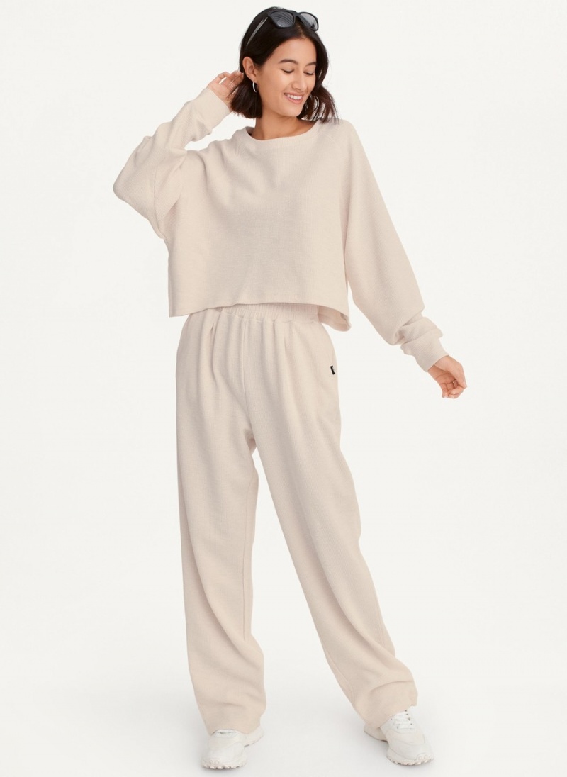 Women\'s Dkny Tech Slub Cropped Pullover White | K5476194