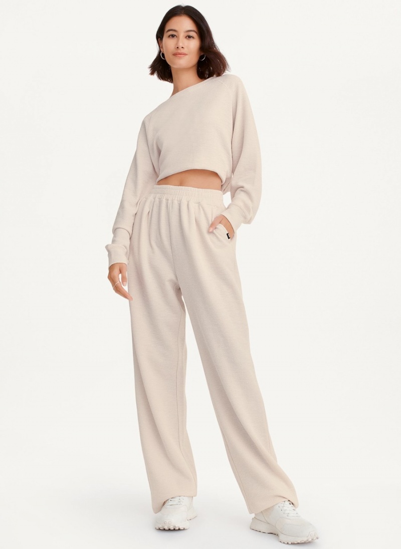 Women\'s Dkny Tech Slub Relaxed With Pockets Pants Beige | T2116750