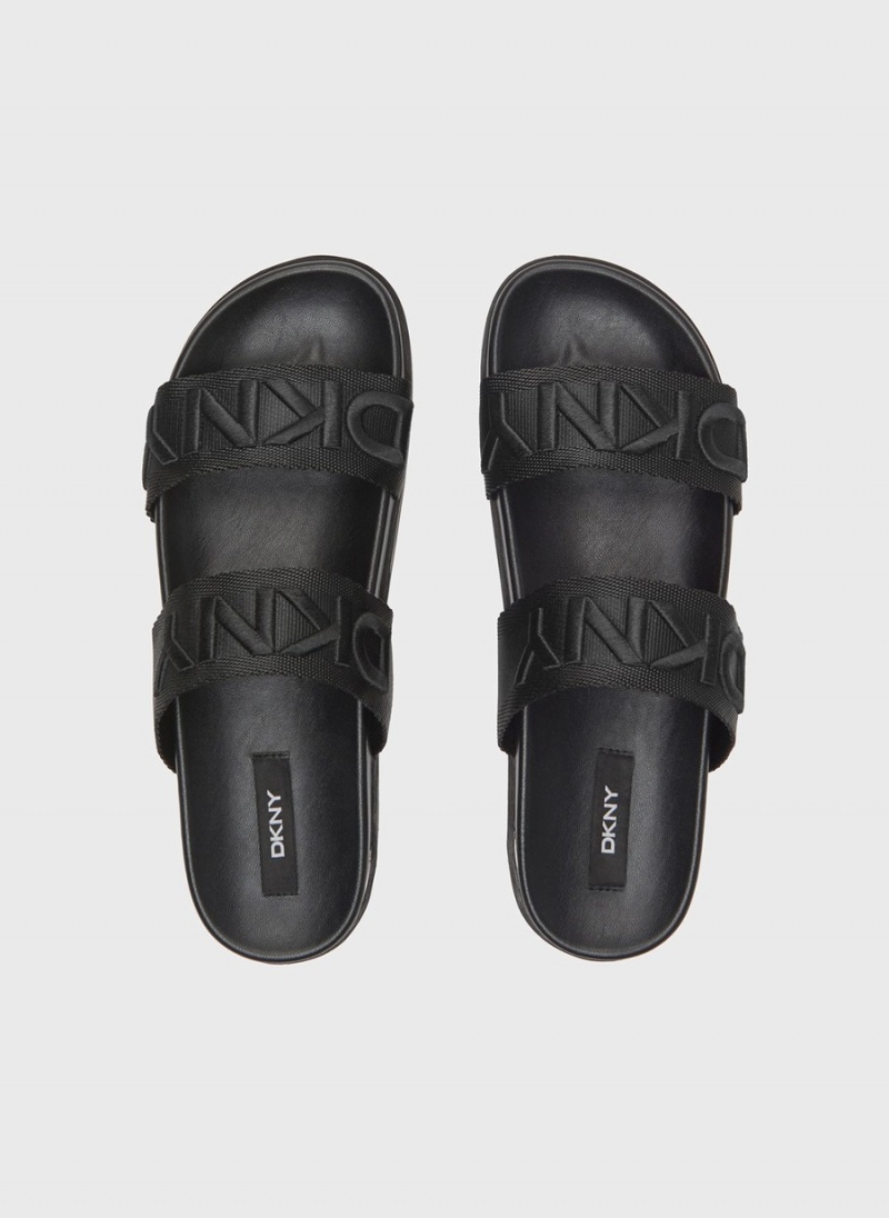 Women's Dkny Tee Double-Strap Sandals Black | D4571394