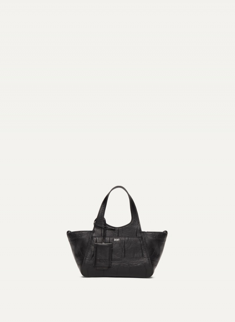 Women\'s Dkny The Croc Mini Effortless Tote Bags Black | V5012539