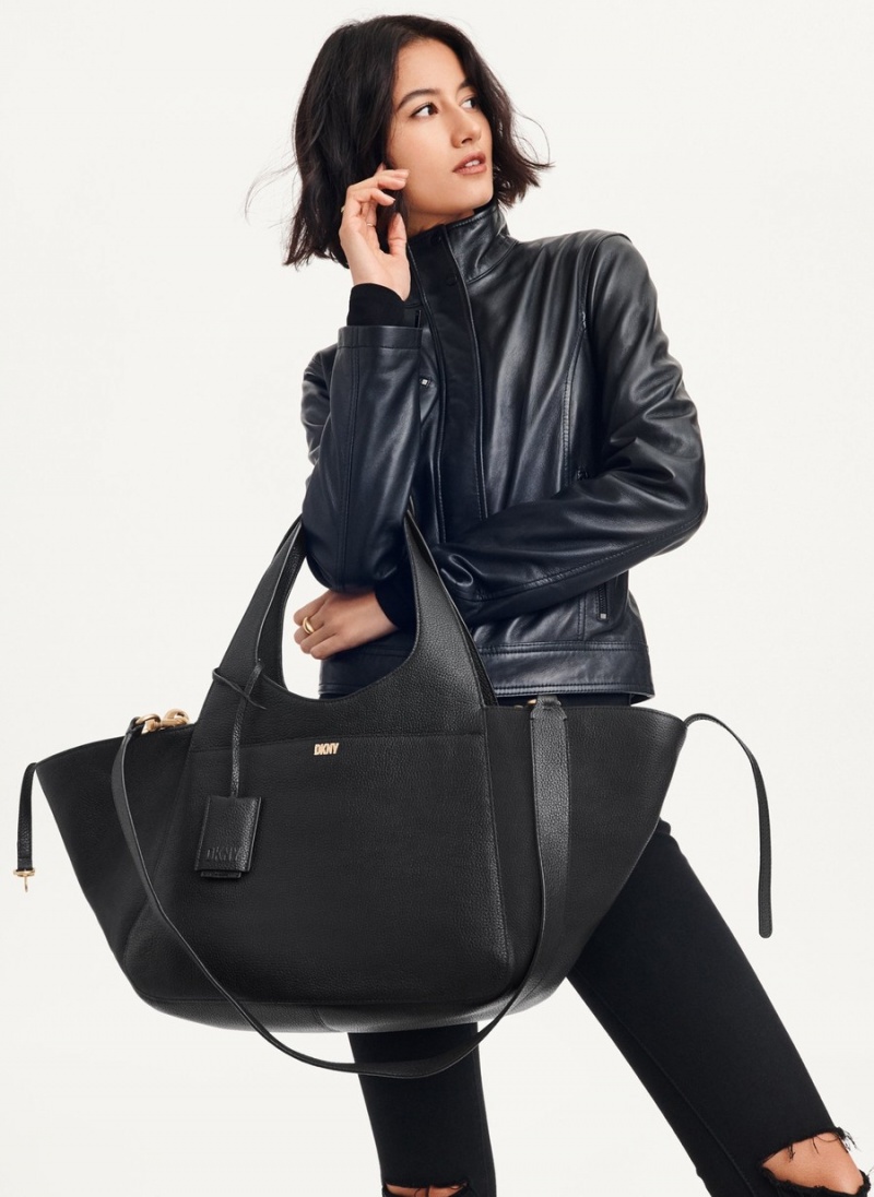 Women's Dkny The Large Effortless Satchel Bags Black | S8418396