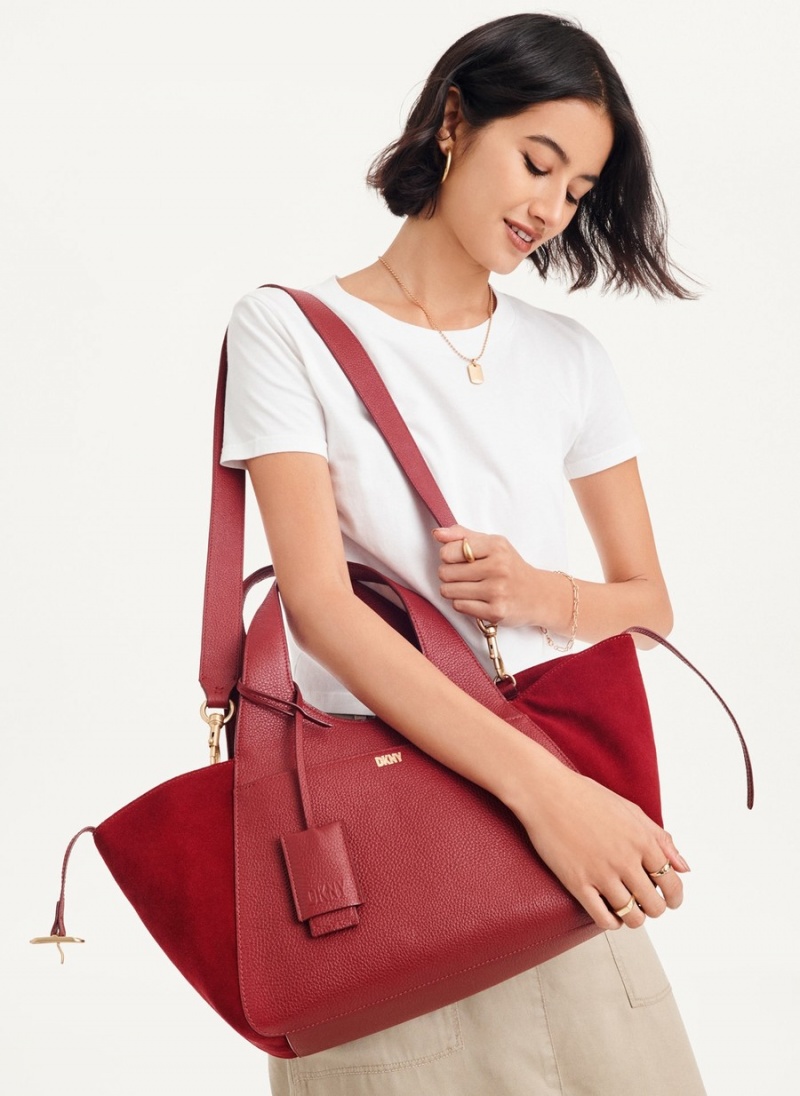 Women\'s Dkny The Medium Effortless Tote Bags Red | N0309036