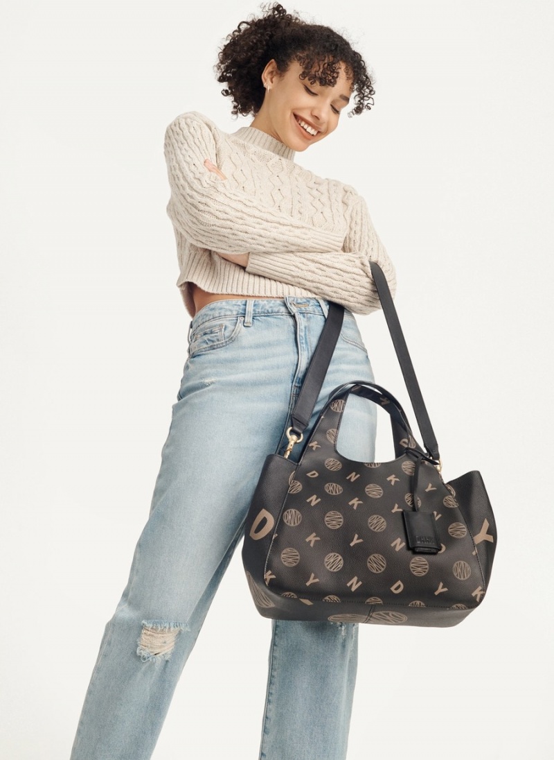 Women's Dkny The Medium Logo Effortless Satchel Bags Black | J0771217