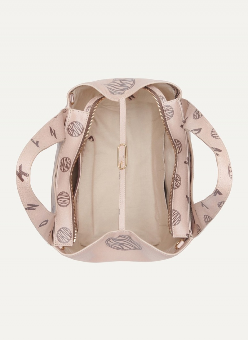 Women's Dkny The Medium Logo Effortless Tote Bags Beige | W2835163