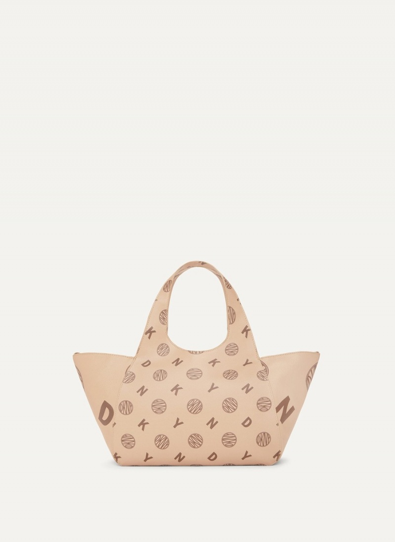 Women\'s Dkny The Medium Logo Effortless Tote Bags Beige | W2835163