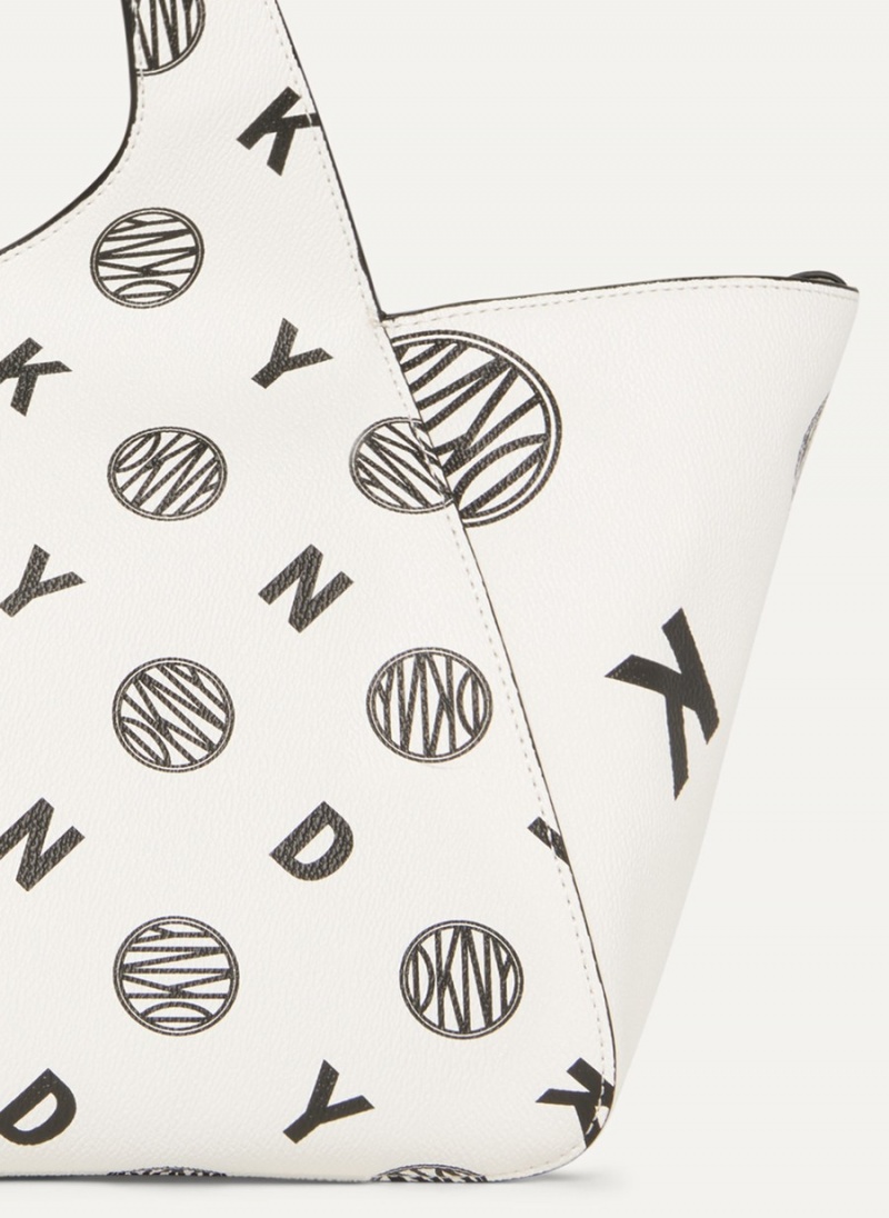 Women's Dkny The Medium Logo Effortless Tote Bags White | K6959235
