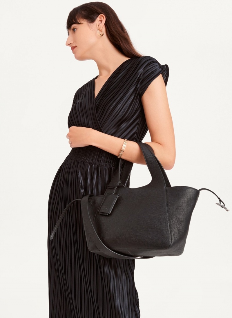 Women's Dkny The Small Effortless Satchel Bags Black | D6636852