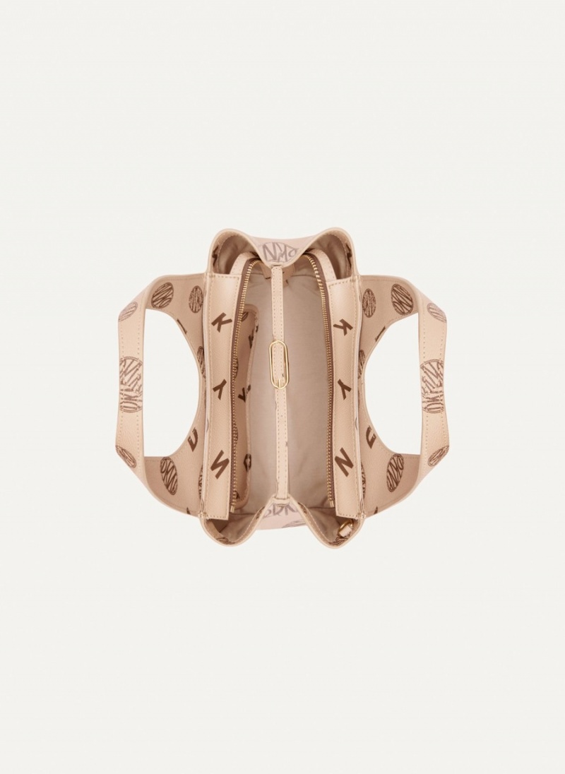 Women's Dkny The Small Logo Effortless Tote Bags Beige | M9403034