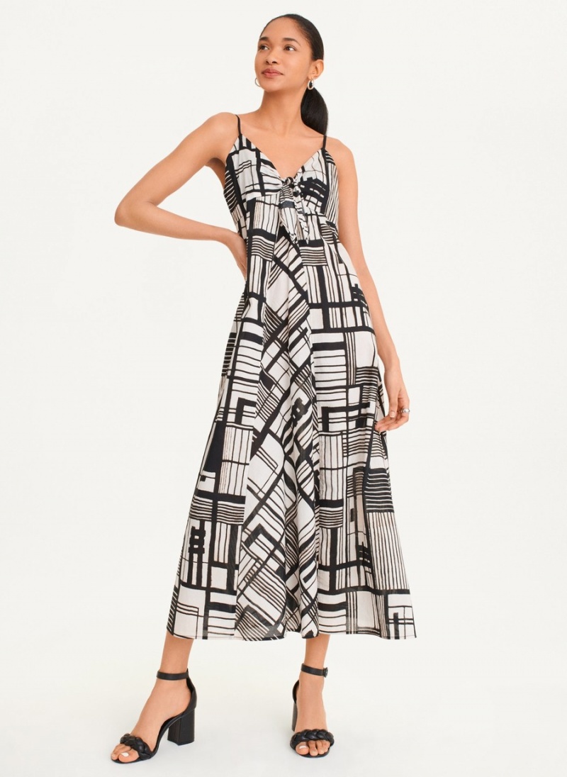 Women's Dkny Tie Front Voile Dress Black | H0429070